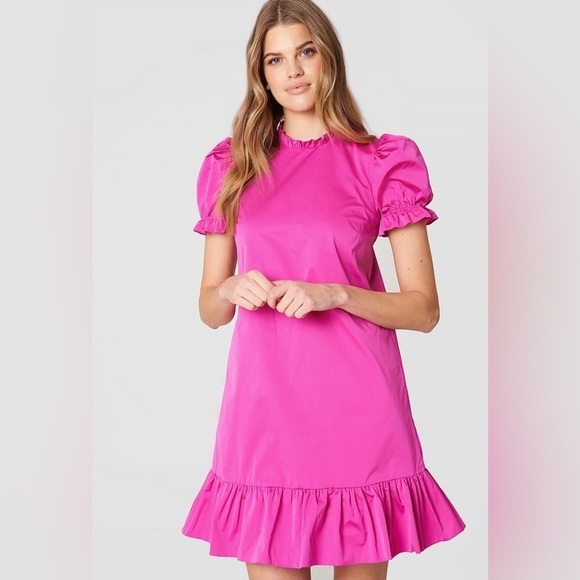 Twinset Abito Frill Mini Dress in Fuschia - Picture 1 of 14